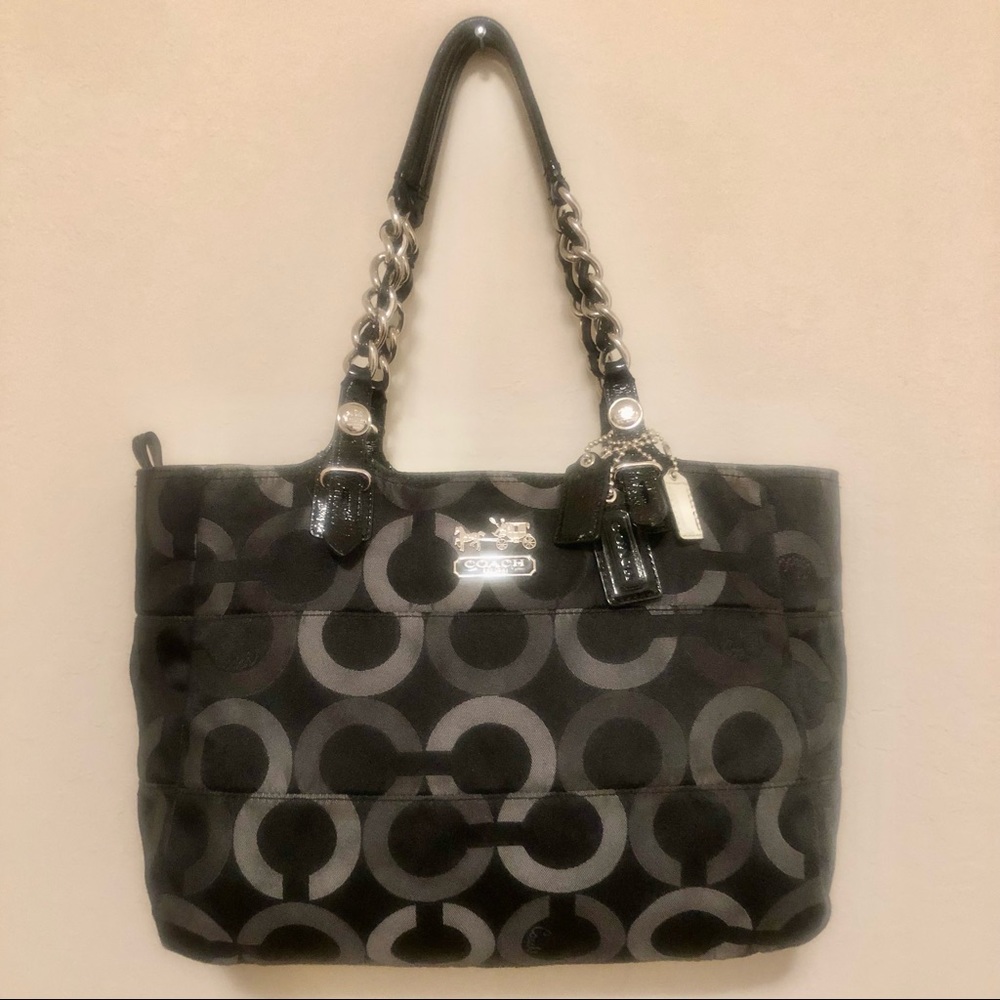 Coach Handbag Madison Mia Op Art Sig Chainlink
